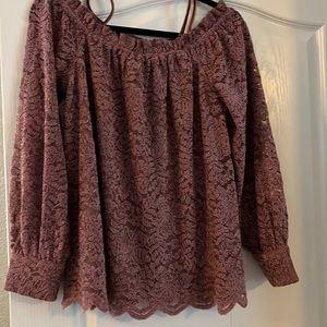 Mauve color off the shoulder lace top